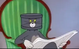 😶 Tom Cat Tom and Jerry Cartone animato, Gatto, Giornale, Divertente, Personaggio whatsapp sticker