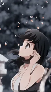 💙 anime, garota, mulher, pétalas, fofo whatsapp sticker
