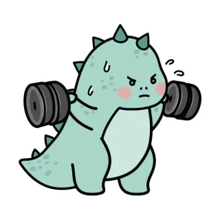 💪 dinosaur, weightlifting, exercise, cute, cartoon, fitness telegram sticker
