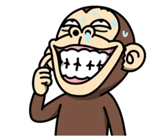 😆 원숭이, 만화, 미소, 이빨, 불쾌한 telegram sticker