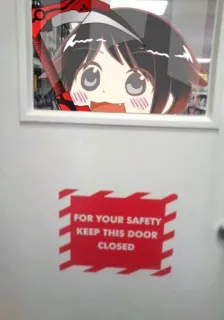 🚫 FOR YOUR SAFETY
KEEP THIS DOOR CLOSED porte, sécurité, avertissement, fille animé telegram sticker