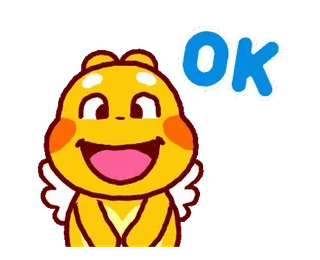 👍 OK милый, каваий, ангел, желтый, мультик, ок telegram sticker