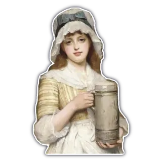 🍺 mujer, cerveza, vintage, chica, bebida telegram sticker