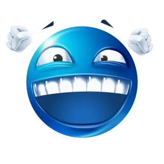 🥳 Emoji, Ridere, Blu, Cartone animato, Smiley telegram sticker