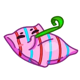 🥳 almofada, língua de sogra, celebração, diversão, festivo, rosa telegram sticker