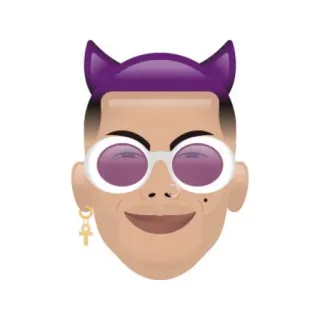 😈 emoji, devil, cartoon, face, person, purple, horns, sunglasses telegram sticker
