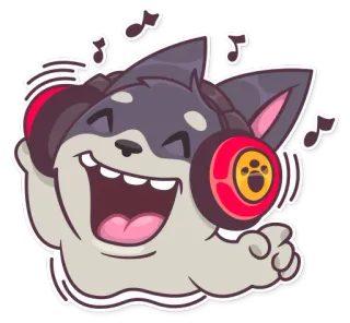 🎧 ステッカー, 漫画, 犬, 音楽, ヘッドホン, かわいい, 動物 telegram sticker