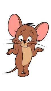 🤔 Jerry Tom and Jerry kartun, tikus, Jerry, bingung, angkat bahu telegram sticker