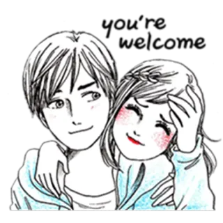 ❤ WELCOME Paar, Liebe, Willkommen, Romantik, Cartoon telegram sticker