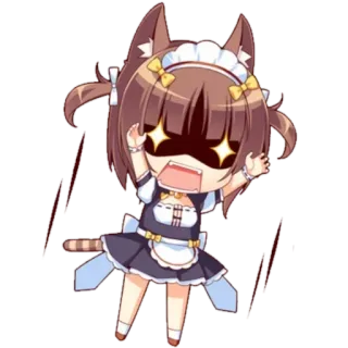 😳 Anime, Nekomimi, Maid, Carino, Eccitato, Chibi telegram sticker