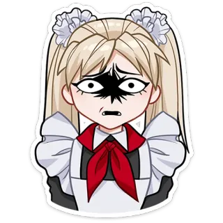 😧 Аниме, Горничная, Потертый, Выражение лица, Мультфильм, Персонаж whatsapp sticker