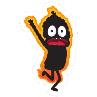 😳 卡通, 角色, 火, 害怕, 怪物 telegram sticker