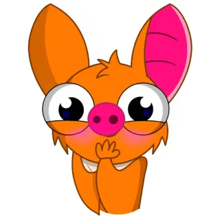 🥰 летучая мышь, мультфильм, животное, милый, оранжевый, розовый, большие глаза whatsapp sticker