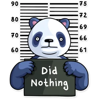 😳 Did Nothing панда, тюремное фото, преступление, смешной, тюрьма, арест, мультфильм telegram sticker