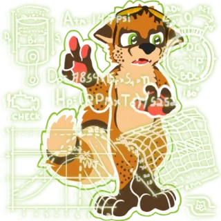 💱 Cartoon, Formel, Mathe, Motor, Illustration, Charakter, Furry telegram sticker