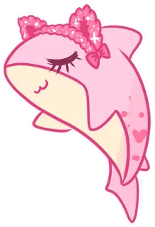 🐱 акула, милый, розовый, каваий, животное, иллюстрация telegram sticker