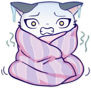❄ gato, frío, invierno, pegatina, abrigado, bufanda, congelado, frío whatsapp sticker