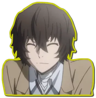 😊 Osamu Dazai Bungo Stray Dogs anime, Bungo Stray Dogs, Osamu Dazai, postać, uśmiechnięty, szczęśliwy telegram sticker