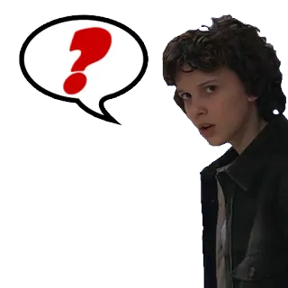 ❕ Eleven Stranger Things question, confused, stranger things, eleven, millie bobby brown, tv show telegram sticker