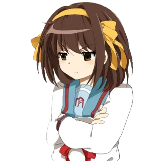😠 Haruhi Suzumiya The Melancholy of Haruhi Suzumiya animé, personnage, fille, Haruhi Suzumiya, mignon, manga telegram sticker