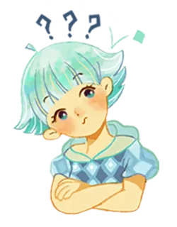 ❓ Frage, verwirrt, denken, Cartoon, Mädchen, Anime telegram sticker