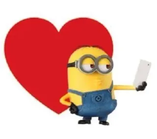 😎 Minion Minion, Herz, Cartoon, Gelb, Selfie telegram sticker