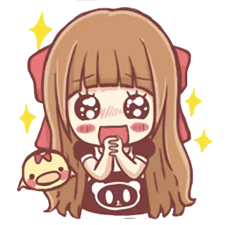 😍 süß, Anime, Cartoon, Mädchen, kawaii, Chibi, Ente telegram sticker