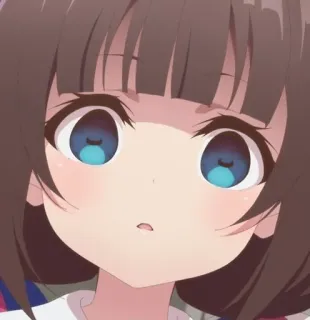 🦋 动漫, 卡通, 肖像, 可爱, 女孩, 棕色头发, 蓝色眼睛 telegram sticker