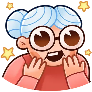 🤩 nonna, cartone animato, donna, anziana, nonna, occhiali whatsapp sticker