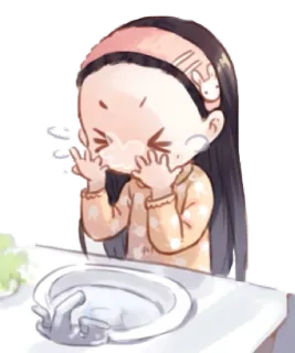 💦 哭泣, 悲伤, 女孩, 洗脸, 卡通, 动漫, 含泪 telegram sticker