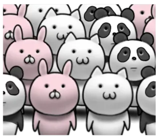☺️ animal, conejo, gato, panda, lindo, dibujos animados whatsapp sticker