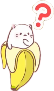❓ 고양이, 바나나, 물음표, 귀여운, 스티커 telegram sticker