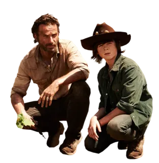 👪 Rick Grimes, Carl Grimes The Walking Dead zombies, supervivencia, walking dead, padre, hijo whatsapp sticker
