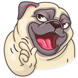 👆 pug, cão, animal, desenho animado, fofo, animal de estimação telegram sticker