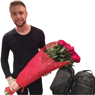 😂 uomo, rose, bouquet, rose rosse, fiori, zaini, tatuaggio telegram sticker