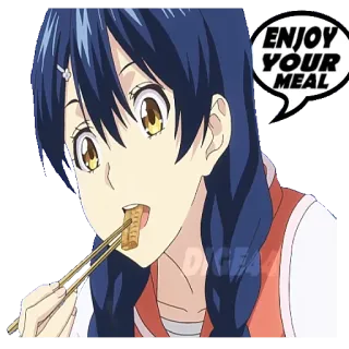 🍝 ENJOY YOUR MEAL cibo, pasto, godere, anime, ragazza, bacchette telegram sticker