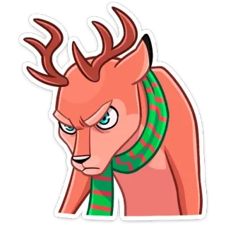 😡 鹿, 動物, スカーフ, 赤, 緑, ステッカー, 漫画 telegram sticker