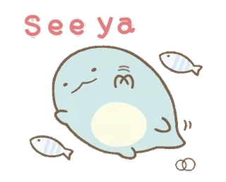 💬 Seeya foca, carino, pesce, ciao, cartone animato telegram sticker