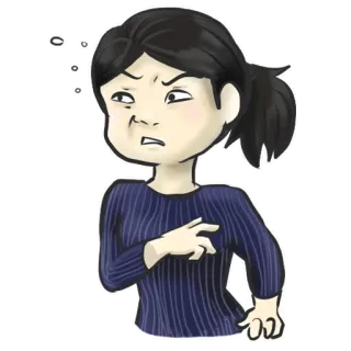 🤨 cartoon, character, annoyed, woman, illustration whatsapp sticker