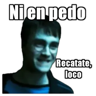 😠 Harry Potter Ni en pedo
Recatate, loco แฮร์รี่พอตเตอร์, มีม, ตลก, สเปน, ข้อความ whatsapp sticker