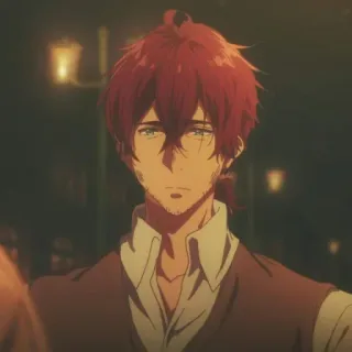 ✨ Anime, Personaggio, Uomo, capelli rossi, Ritratto telegram sticker