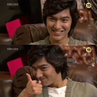 👍 Lee Min-ho Boys Over Flowers Корейская дорама, Ли Мин-хо, Большой палец вверх, Улыбка telegram sticker
