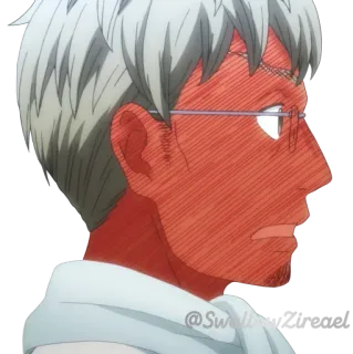 🙈 @Swallow anime, hồ sơ, đàn ông, kính, mặt đỏ, đổ mồ hôi telegram sticker