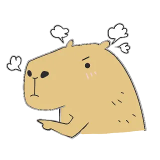 😠 capivara, bravo, apontando, desenho animado, animal, roedor telegram sticker