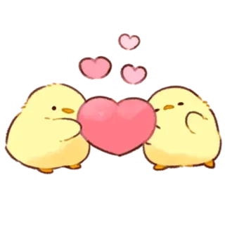 💛 ลูกเจี๊ยบ, น่ารัก, ความรัก, หัวใจ, นก, การ์ตูน, สัตว์ telegram sticker