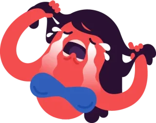 😏 울음, 슬픈, 감정적인, 화난, 만화 telegram sticker