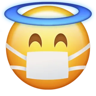😇 Emoji, Masker wajah, Halo, Malaikat, Covid, Coronavirus, Kesehatan, Keamanan whatsapp sticker