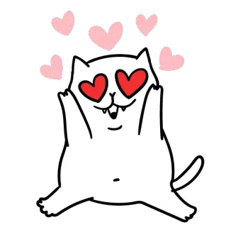 😍 chat, coeurs, amour, dessin animé, mignon, animal telegram sticker
