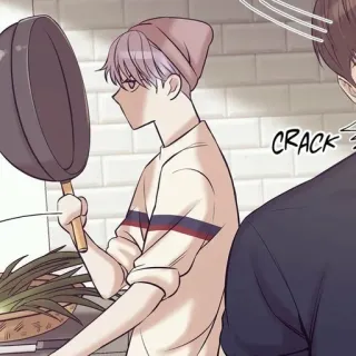 😡 CRACK готовка, кухня, сковорода, еда, персонаж, комикс whatsapp sticker