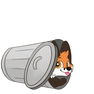 ♻️ raposa, animal, lixo, fofo, desenho animado whatsapp sticker
